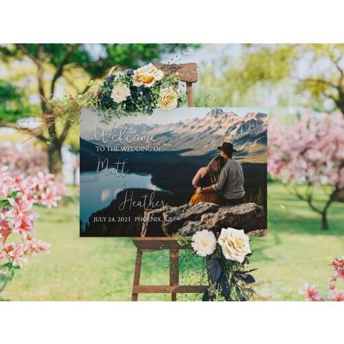 Welcome To Our Wedding Sign Wedding Welcome Sign With Photo Personalized Photo Wedding Sign Wedding Decor Wedding Sign