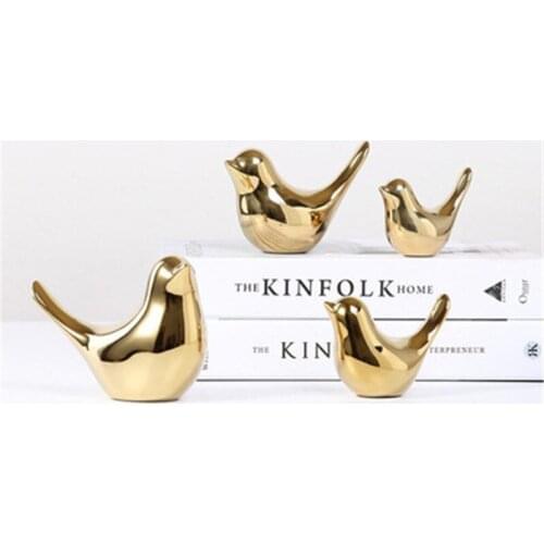 Creative Gold CeramicBird Figurines HomeDecor Accessories Golden Birds Figures Fashion Ornaments Room Decor good gift for friend