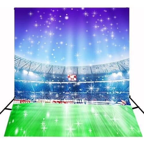 Photography Background Birthday 5x7 Glitter White Stars Blue Fotoball Filed with Green Glass Backdrops for Newborn Custom