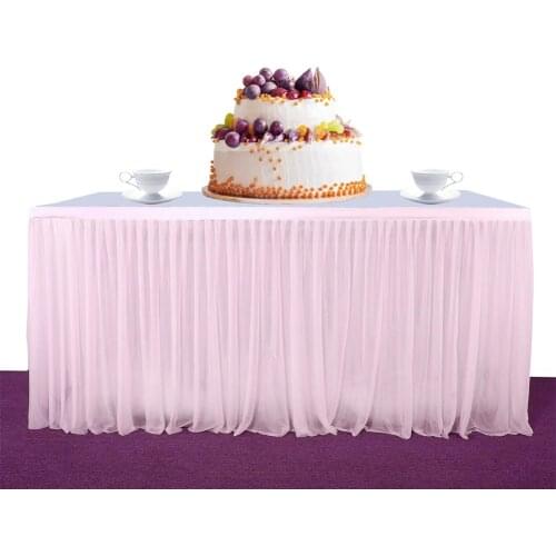 HobbyLane High-end Stretch Yarn Elegant Mesh Fluffy Tutu Table Skirt for Party Wedding Birthday Party Home Decoration