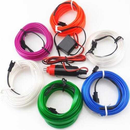 Car shape 3 meters car interior lights trim cold light 12v inverter for Volkswagen Skoda Octavia Citroen C-Quatre C-Triomphe