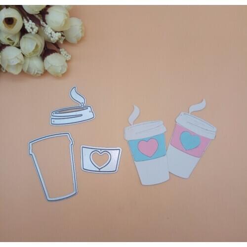 Coffee cup with Heart Metal cutting dies DIY Die Cut Stencil Decorative Scrapbooking Craft Card stencils