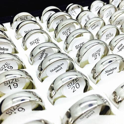 MIXMAX 10pcs Rings couple Men Women Silver Color 6MM Stainless Steel Ring Jewelry wedding engagement party wholesale lots bulk