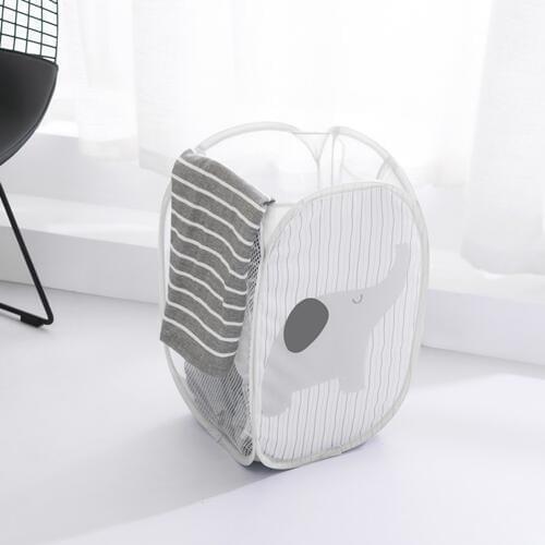 Foldable Handle Elephant Sheep Striped Laundry Basket Box Mesh Bag Container Large Hamper Clothes Toy Holder Bucket Organizer