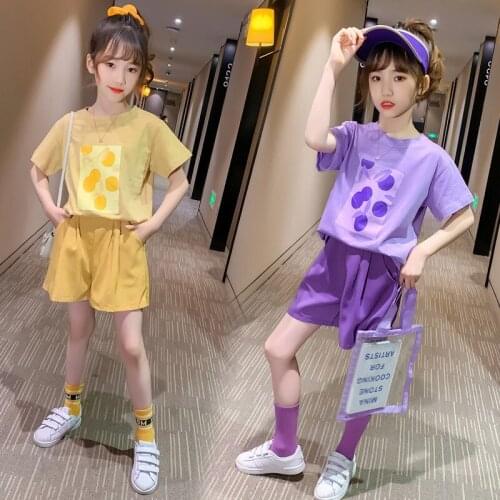 Teens Suit Girls Summer Clothing Set Dot Printed Short Sleeve Shorts Two Piece Fashion Childrens Wear