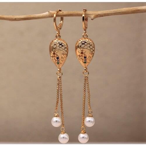 Trendy Dangle Drop Earrings Simulated-Pearl Chain Earring For Women Fashion Jewelry Accessories Wedding Party Anniversary Gift