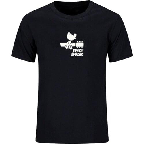 Mens round neck cotton summer T-shirt and short sleeve hip hop brand clothing rock music print