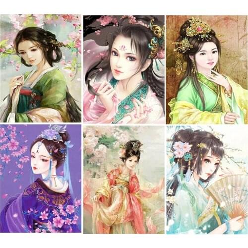 Ancient Chinese women 5D Diy Full Square & Round Diamond Painting girl Embroidery Cross Stitch Kit Wall Art Handcraft Home Decor