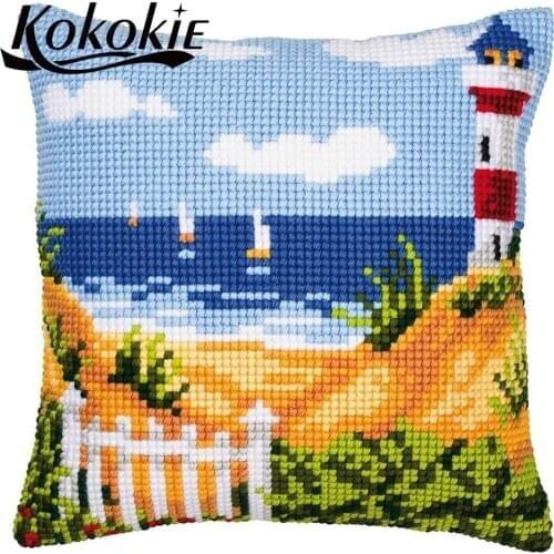 DIY embroidery needlework sets embroidered mats fabric scenic throw pillow knitting needles kit for cross stitch pillow kits