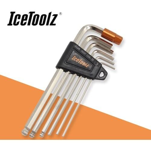 IceToolz Bike Repair Tools 36Q1 Hex Key Wrench Set 2 2.5 3 4 5 6 8mm 4x5x6mm ball-ended 7pcs/Set L-wrench Spanner Set Bicycle