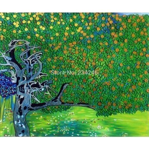 Canvas Wall Oil Painting Golden Apple Tree by Gustav Klimt Painting Famous Wall Art for Living Room Hand Painted Cheap