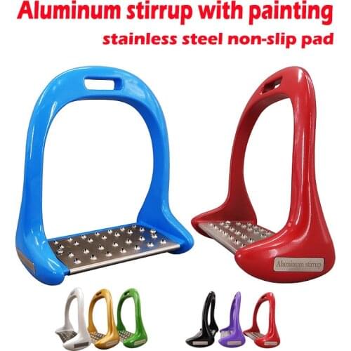 Stainless Steel Non-slip Pad Horse Saddle Pedal Die-cast Paint Aluminum Stirrup 1 Pair Thickening Horse Riding Stirrup Equipment