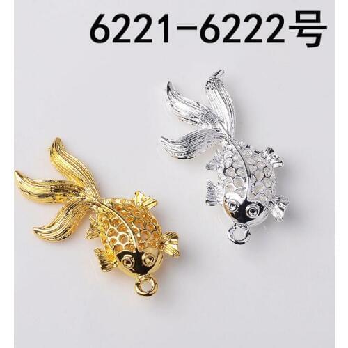 2019 new hollow three-dimensional goldfish alloy pendant jewelry diy handmade accessories 6221-6222 10pcs