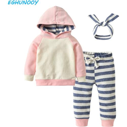 Autumn Baby Boy Girl Clothes Set Newborn Baby Warm Hooded Coat Tops+Pants Toddler 3Pcs Outfits Sets Infant Clothing