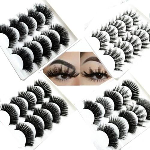 3D Chemical Fiber Five Pairs Of Mink Lashes False Eyelashes Natural Thick Handmade Long Eye Lashes Wispy Makeup Extension Tools