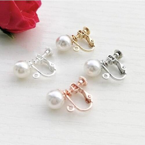 REGELIN 10pcs/lot stainless steel U Shape Screw Ear Clip Earring Settings 8mm bead Base blank Bezel Fit DIY Ear Jewelry Making