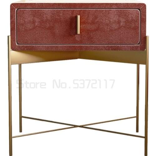 Nordic Light luxury flannel bedside table, Hong Kong Style drawer, leather storage cabinet, modern simple bedside cabinet