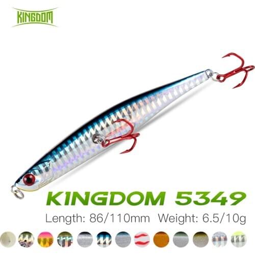 Kingdom Topwater Pencil Fishing Lures 110mm/10g 86mm/6.5g Dying Fish Hard Baits Bending Shape Fishing Wobblers For Pesca Fishing