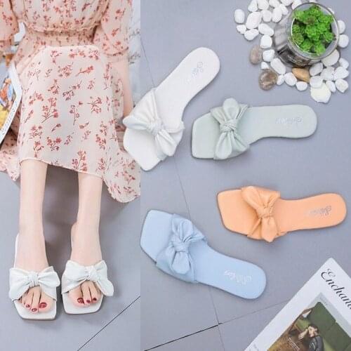 Bowknot sandals and slippers women 2021 new beach slippers temperament fashion sandals for outer wear