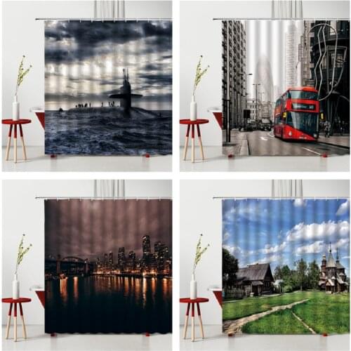 Scenic Shower Curtain City Polyester Fabric Screen Bathroom Decoration Polyester Fabric Shower Curtain Bathroom Decoration