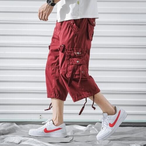 Summer Cargo Shorts Men Cotton Casual Outdoor Military Mens Shorts Multi-pocket Calf-length Short Pants Men 8 color size 29-42