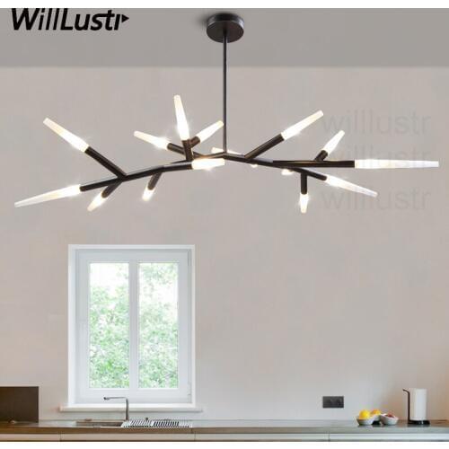 Modern black trunk pendant light LED lamp frosted glass lampshade art deco design dinning room restaurant suspension lighting