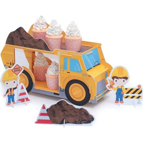 Construction trucks Party CakeTopper Birthday Construction trucks Favor Boxes Glitter Centerpiece Paper Cups Party Supplies