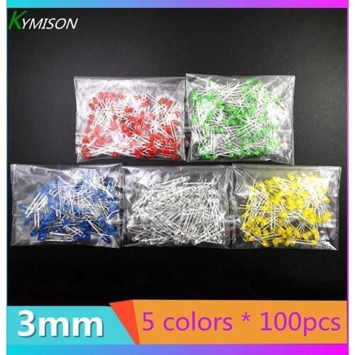 3mm LED Diode 3 mm Assorted Kit White Green Red Blue Yellow Orange Pink Purple UV DIY F3 Light Emitting Diode