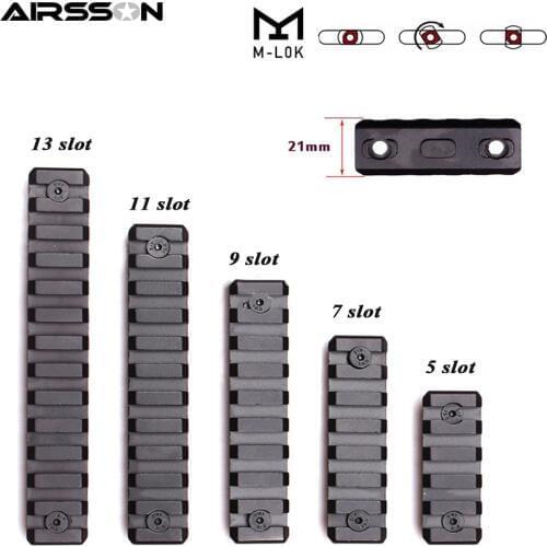 Airsoft Tactical M-Lok Picatinny Weaver Rail Rifle Scope Mount 5 7 9 11 13 Slot Rail Section Set for Handguard Hunting Accessory