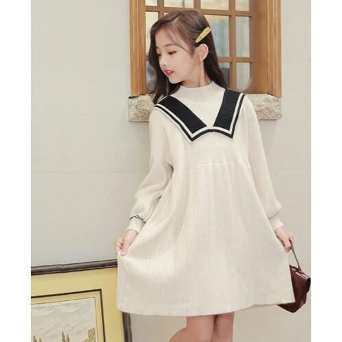 Spring Winter Knit Sweaters Teenage Girls Dress Kids Long Sleeve Girl Clothing Dress Fashion Autumn 2021 Knitted Costume Dress