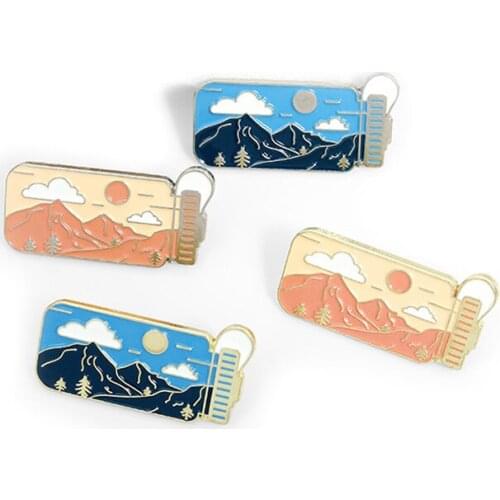 Outdoor Landscape Clouds Mountain Cup Brooch Bag Clothes Backpack Lapel Enamel Pin Badges Cartoon Jewelry Gift For Friend Women