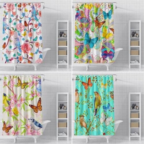 Butterfly Bath curtain Waterproof Shower Curtains Polyester Moth Bath Screen Printed Curtain for Bathroom Home Decor