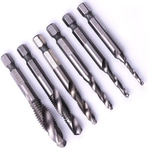 1pcs Hex Shank HSS Drill Bit & Screw Tap of Metric M4 M5 M6 6.35mm Hex Shank(1/4") for Drilling Tapping Cutting on Soft Metal