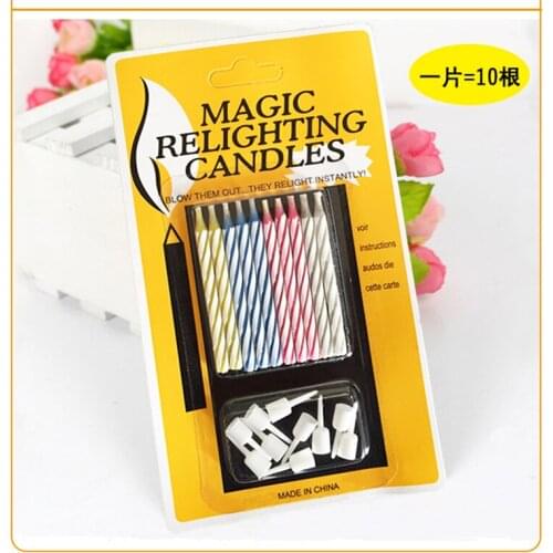10Pcs Funny Magic Trick Props One Inextinguishable Candle Prank Toys Relighting Birthday Candle Naughty Party Joke Gift Kids Toy