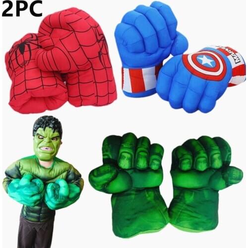 2PC Kid Movie Fantasy Incredibl Superhero Figure Spider Ma/Hulks Toys Boxing Gloves Boy Halloween Gift Hulk Gloves