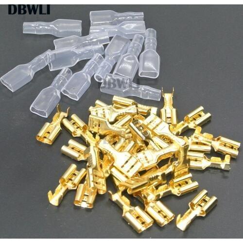 200PCS/100Pairs 2.8mm 4.8mm 6.3mm Female Spade Crimp Terminals Electrical Sleeve Wire Wrap Connector for 22-16 AWG 0.5mm2-1.5mm2