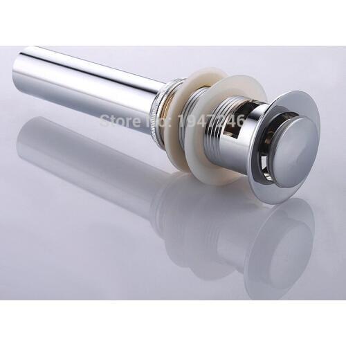 2015 Newly Bathroom Basin Sink Vessel Chrome Finish Pop Up Top Flip Drain With Overflow