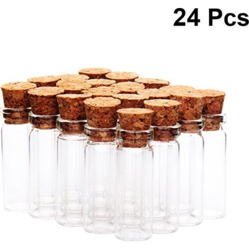 24 PCS Glass Storage Container with Cork Vintage Transparent Glass Wishing Bottle Storage Tank for Kitchen House Office