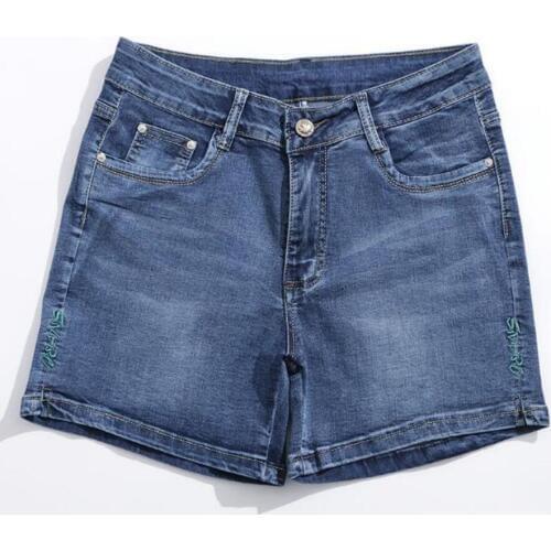 27-36 Plus Size Women High Waist Denim Shorts Womens Summer 2017 Elastic Short Jeans Casual Straight Ladies Pantalon Corto Mujer