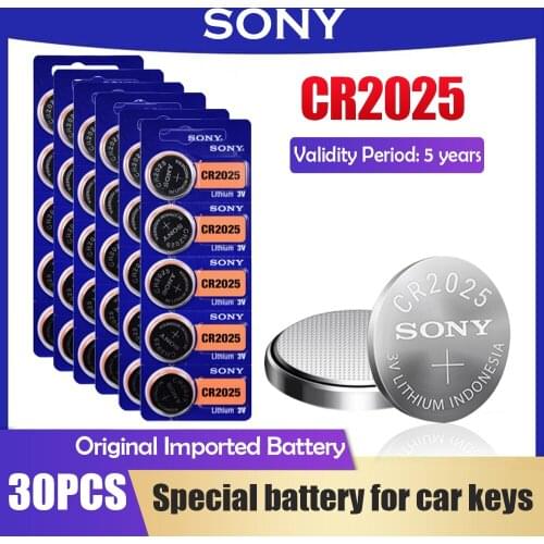 30PCS Sony CR2025 3V Lithium Battery Button Cell Batteries For Watch Car key Remote Control Pedometer DL2025 BR2025 KCR2025 2025