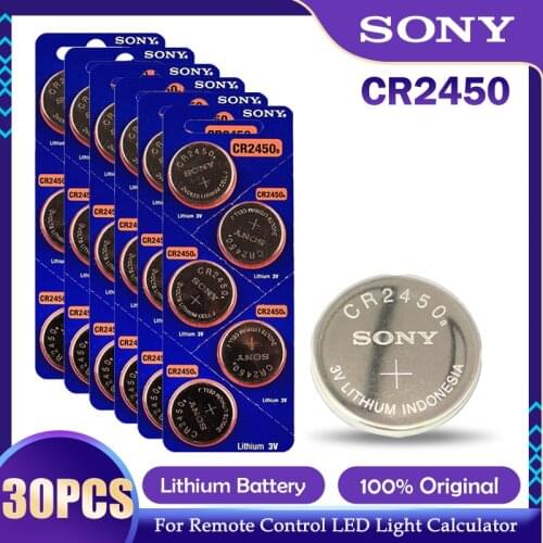 30PCS Sony CR2450 CR 2450 550mah 3V Lithium Batteries For Car Key Remote Control Calculators Computer DL2450 BR2450 Button Cell