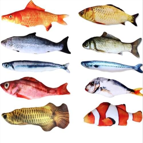 30cmPet Soft Plush Creative 3D Carp Fish Shape Cat Toy Gifts Catnip Fish Stuffed Pillow Doll Simulation Fish Playing Toy For Pet