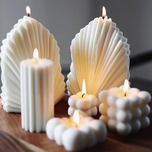3D Creative Candle Silicone Mold Coral Shell Aromatic Candle Making Wax Molds Stripe Scallop Resin Soap Craft Mould Home Decor