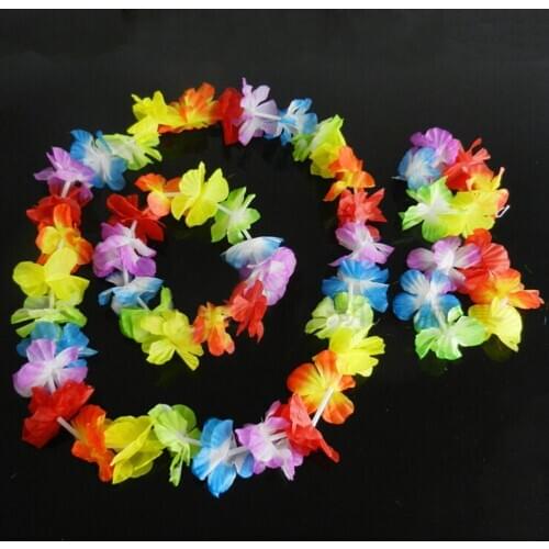 4pcs/set Featival Party Supply Hawaiian Tropical Hula Luau Grass Dance Head Neck Wrist Garland Xmas
