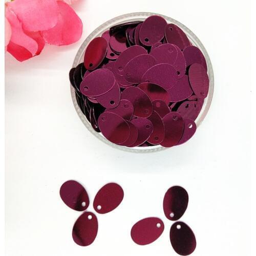 50g/lot 9*13mm Dark Red Small Oval Egg Shape Pailetten Side Hole Spangle, Claret Paillettes Scrapbooking Sequin Art Burgundy
