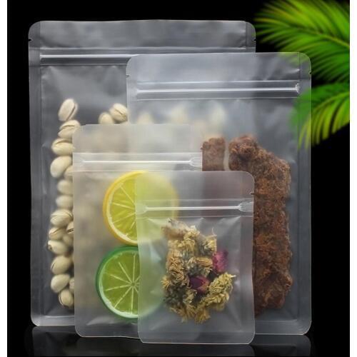 50pcs/Lot Self Sealing Ziplock Matte Clear Tea Bag Food Pouches Pack Bags Plastic Packaging For Coffee Tea