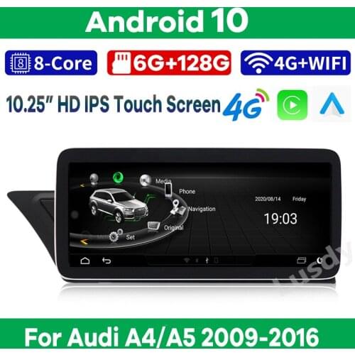 10.25" 8Core CPU 8G RAM Android 10 Car Radio Multimedia Player GPS Navigation for Audi A4 A4L A5 2009-2017 Stereo CarPlay