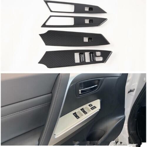 Car Inner Window lift switch/Armrest panel Cover Trim Sticker Fit for Mitsubishi Pajero Sport 2020 Car Styling Carbon fiber