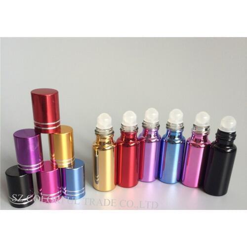 Free shipping 10pcs/lot 5ml Roll On Bottles For Essential Oil In Refillable Sample Bottles Glass Roller Ball Fragrance vials