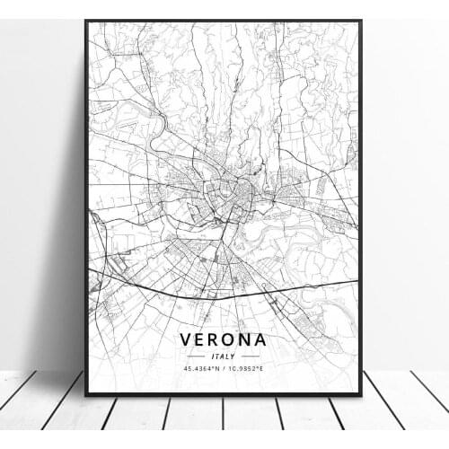 Bologna Foggia Naples Padua Turin Verona Italy Map Canvas Art Poster